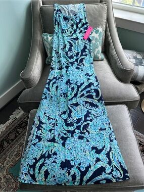 NWT Lilly Pulitzer Merrill Maxi Dress High Tide Scuba Doo XS